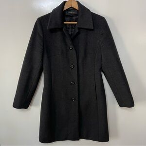 Jones New York Classic Women’s Long Fitted Wool Charcoal Dress Coat, Size 6